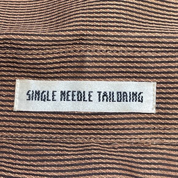 Karl Knox Men 18.5-36/37 Dress Shirt Brown Pin Stripe Btn Up Pastor Statement Pc - Picture 8 of 10